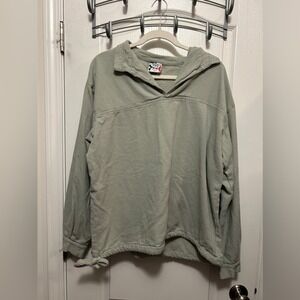 Drawstrings of Malibu Gauze Cotton Pullover Top Womens M Coastal Green USA